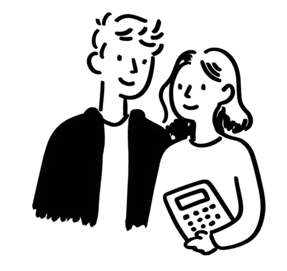 A couple studying documents together